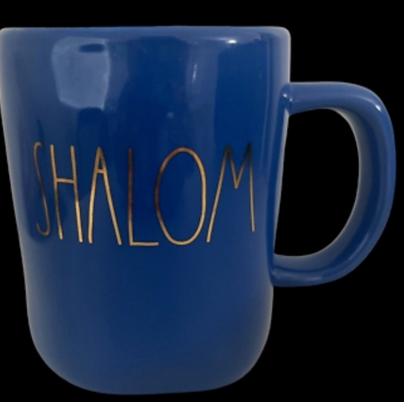 Rae Dunn “Shalom” Peace Coffee Mug Blue & Metallic Gold NWOT - Picture 1 of 1